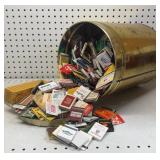 12 inch Tall Tin Full of Vintage Match Books