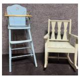 Vintage childï¿½s Chair & Babydoll high chair
