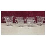 Group Of Etched Creamer & Sugar Bowls