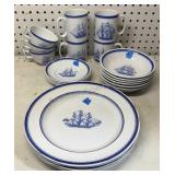 Spode Blue Clipper Pattern Dish Set