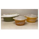Pyrex Green, yellow & Orange bowls