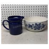 Stoneware Pitcher & Delft Holland Bowl