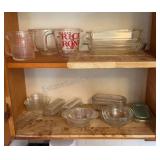 Cabinet of Glass Measuring Cups, Bowls & Butter
