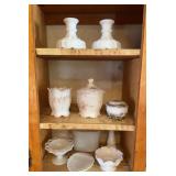 Collection of Milk Glass Canisters, Candle