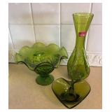 Viking Vase & other Green Glass