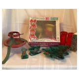 Vintage Christmas Tree Stand, Platter & More