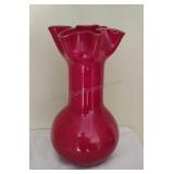 Ruby Red Blown Art Glass Vase
