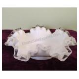 Fenton Silver Crest White Scalloped Bowl