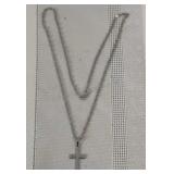 14k White Gold Necklace & Charm