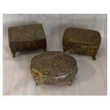 Vintage White Metal Trinket Boxes