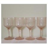 Pink Depression Wine Glasses Set of 4
