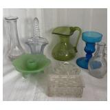 Assorted Glass Flower Frog, Basket & More