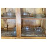 Cabinet of Glass Mixing Bowls Pie Pans & Covered
