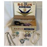 Cigar Box of Rhinestone Fashion Jewelry