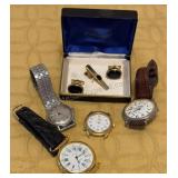Non Running Watches & Cuff Link Tie Clip Set