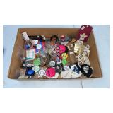 Misc box lot Pins, Buttons