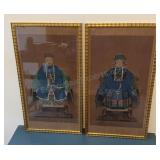 Pair of Chinese Ancestor Portrait Paintings 15x27