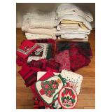 Assortment of White & Christmas Table Linens