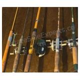 Vintage Fishing Rod & Reels plus Small Bag (