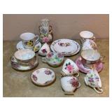 Assorted Teacups, Plates & Vase