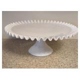 Ruffled Hobnail Milk Glass Cale Pedestal