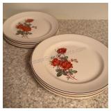 Camwood Stone Ware Rose Plates 4-7.5 & 4-8.25 inch