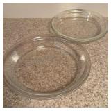 (2)-9 inch (2)-10 inch Pyrex Pie Pans
