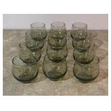 Set of 12 Green Glass Tumblers