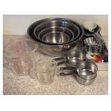 Assortment of Stainless Mixing Bowls Maesuring