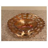 Fenton Marigold Carnival Glass Bent Side Basket