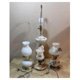 Milk Glass Hobnail & Painted Table Lamps