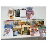 Collected markers and coloring books with a pen