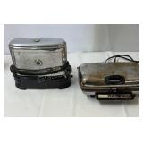Antique toaster and waffle iron.