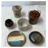 Miscellaneous stoneware containers, plates and