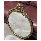 Round Wood framed Mirror 32 inches tall