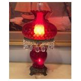 Ruby Glass Gone With the Wind Hurricane Lamp