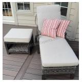 Plastic Wicker Lounger & Ottoman