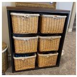 Metal Bookcase Wicker Storage Cube 13.5x36x41.5