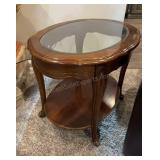 Oval Beveled Glass Top Side Table 20x27x21 inches