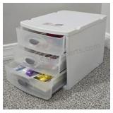 Small Three Drawer Sterilite Storage w/ Contents