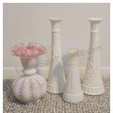 Vintage Milk Glass & Pink Case Milk Glass