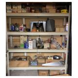 Metal shelf With Contents in basement