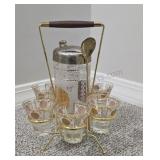 Midcentury Barware Set w/ Caddy