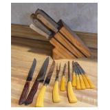 Group of Kitchen Knives W/ Block