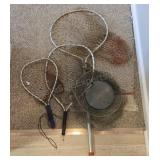 Vintage Fishing Nets & Collapsible Fishing Basket