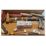 Box of Assorted Pocket Knives-Buck, Parker
