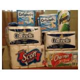 Unopened Toilet Paper and Paper Towels