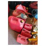 Assorted Gas Cans - empty and 1- 5 Gallon is