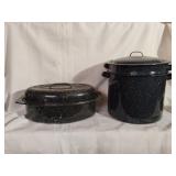 Small Enameled Roaster & Double Boiler Pot