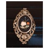 Vintage 800 Silver Inlaid Brooch